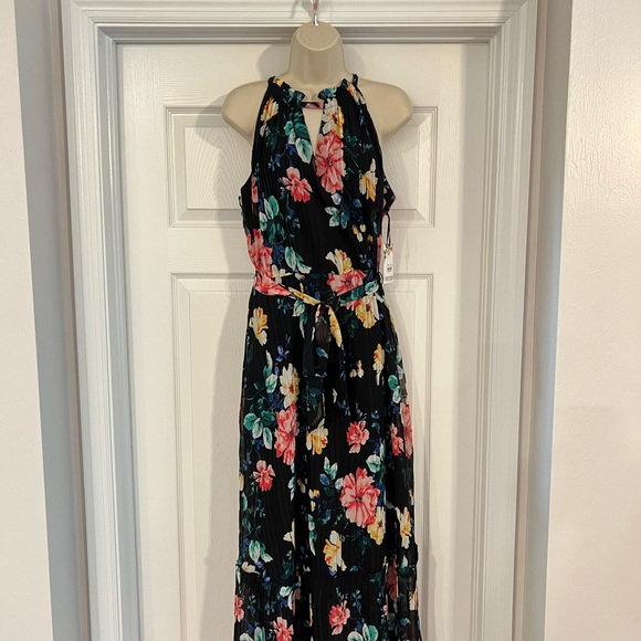 Kensie Halter Dress, Size 12, Never Worn, Black w/ Vibrant Florals - Picture 3 of 16